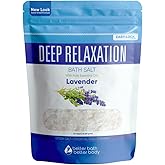 Deep Relaxation Bath Salt 32 Ounces Epsom Salt with Natural Lavender Essential Oil Plus Vitamin C in BPA Free Pouch with Easy Press-Lock Seal