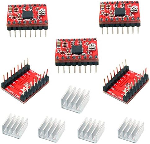 GeeBat A4988 Stepstick Stepper Motor Driver Module with Heat Sink for 3D Printer Reprap CNC Machine or Robotics (Pack of 5pcs)