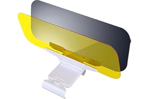 TERQUENIX Day/Night Polarized Sun Visor Extender for Car/Trucks, Anti-Glare UV Protection Clip-On Shield, Shatterproof Optical Acrylic/Heat Reducer/Universal Adhesive-Free Sun Visor for Car Windshield