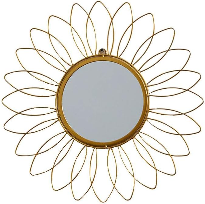 Gold Mirrors for Wall,Decorative Wall Mirror, Metal Flower Round Wall Accent Mirror