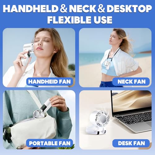 Handheld Fan with Cooling Plate, Portable Fan with Ice Cooler, 3-Second Fast Cooling,Rechargeable 4000mAh, 4 Speeds, Handheld Hanging Neck Desktop, Essential for Summer Travel/Outdoor/Office