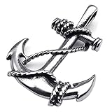 KONOV Vintage Stainless Steel Anchor Charm Pendant Mens Womens Necklace, 24 inch Chain