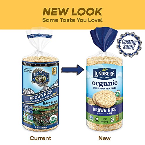 Lundberg Organic Brown Rice Cakes, Lightly Salted, GlutenFree, Vegan