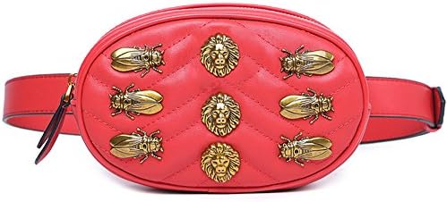 Waist Bag Women Rivets Leather Chest Belt Fanny Pack Bags Casual Handbag Red Black