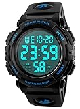 Men's Digital Sports Watch LED Military 50M Waterproof Watches Outdoor Electronic Army Alarm Stopwatch Blue