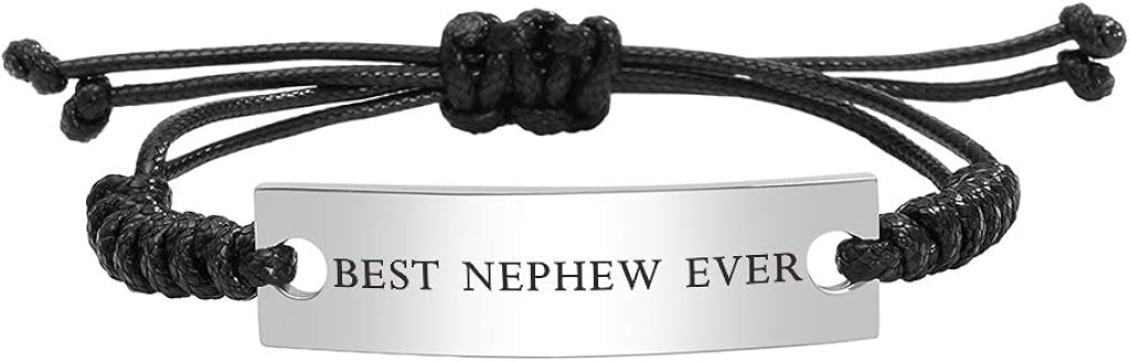 Stainless Steel Best Nephew Ever Bracelet for Boy Adjustable Mantra Jewelry: Clothing