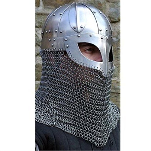 Viking Helmet Battle Armor 18G Steel and Chainmail - Image 3