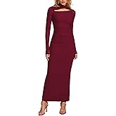 Women's Formal Fall Long Sleeve Maxi Dress Crisscross Halter Mesh Ruched Bodycon Wedding Guest Cocktail Party Long Dresses