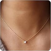 ARAVOP Diamond Necklaces for Women 18K Gold Plated Cubic Zirconia Solitaire Pendant Necklace Dainty Teardrop Necklace Trendy CZ Lariat Bridesmaid Necklace