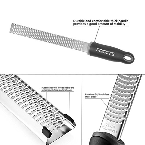FOCCTS 3 Packs Citrus Lemon Zester Cheese Grater Stainless Steel Razor-Sharp Kitchen Rasp Grater Dishwasher Safe, Bonus Cleaning Brush - Thumbnail 2