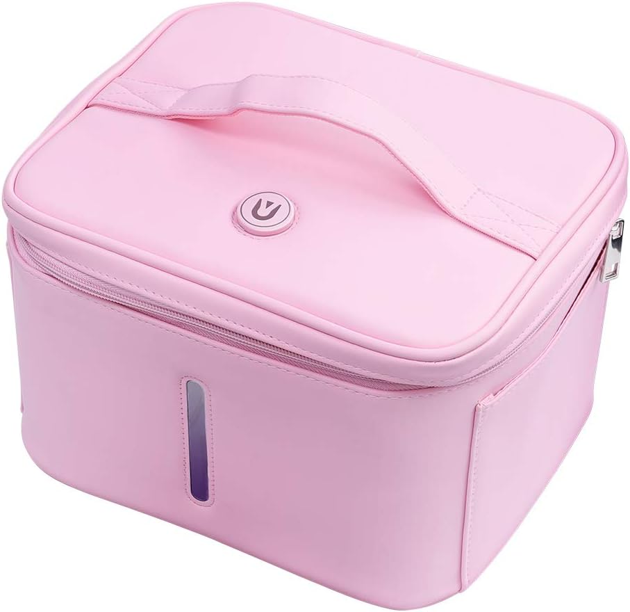 SKYTOU U-V Steri-lizer Bag, Portable USB Rechargeable LED U-V Disinfect-ion Bag for Baby Bottle/Underwear/Toothbrush/Beauty Tools/Jewelry (Pink)
