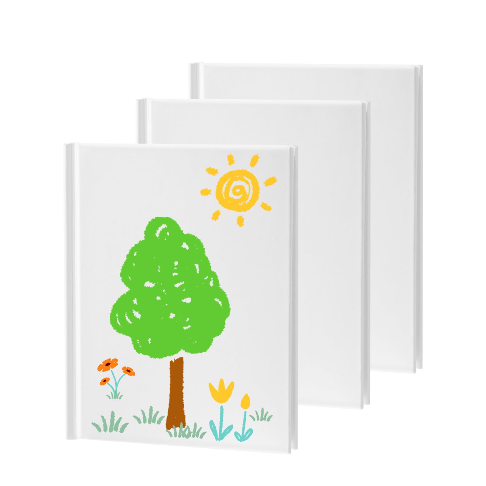 ZMCYN 3 Pack White Hardcover Blank Book 8.5x11 inch, Blank Story Writing Book, Hardcover Notebook for Journaling, Sketching, Writing (22 Sheets/ 44 Pages Each Notebook