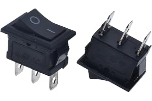 5PCS/10PCS KCD1 3 Pin 21 * 15mm ON-Off Boat Car Rocker Switch 6A/250V AC 10A/125V AC with Red Blue Green Yellow Light Switch(2D3P Green Light,10 PCS)