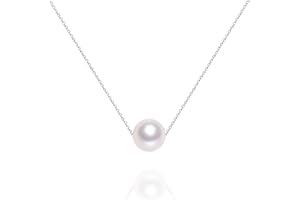 G.RUI&NIAO AAAA Single Pearl Necklace Sterling Silver Freshwater Cultured Pearl Pendant Necklace for Mom Wife Girlfriend Jewelry for Women 16", 17.5"