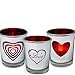 Heart and Love Candles - Set of 3 Silver Metallic Votive Candle Holders - 3 White Flameless Tealights Included-Love Hearts- Valentine's Day Decor- Valentine Gift