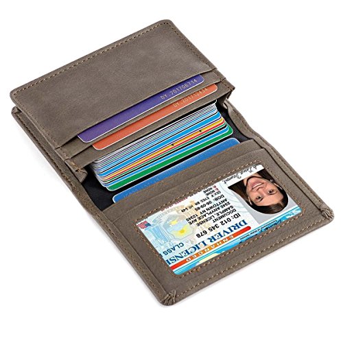 Mini Leather Credit Card Case Small Holder Wallet With ID Window For