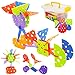 Skoolzy Rainbow Jumbo Creative Flakes 120 Piece Set - Montessori Sensory Toys Toddler Toys Building Blocks Occupational Therapy Educational Toys for Toddlers STEM Toys for Ages 2+ Includes eBook