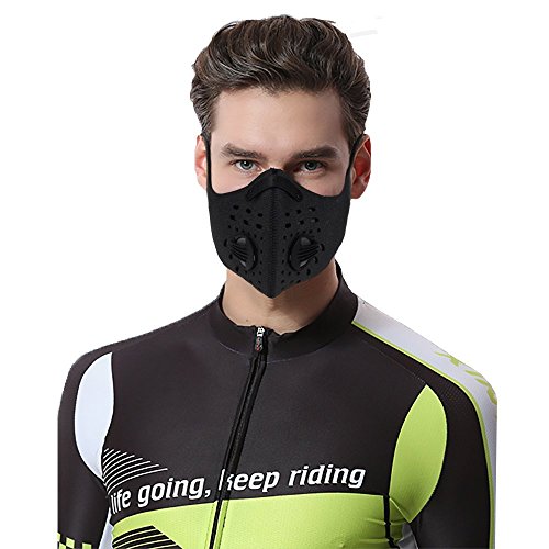 MoHo Dust Mask, Upgrade Version Activated Carbon Dustproof Mask Windproof Foggy Haze Anti-Dust Mask Motorcycle Bicycle Cycling Half Face Mask for Outdoor Activities (Black+Gray) - Thumbnail 7
