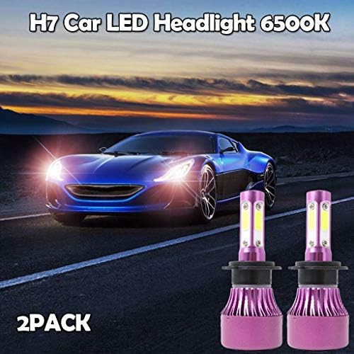 Auto LED Headlights H7 Headlight Bulbs LED White 6500K For High/Low Beam 4 Side COB Chips 8000 Lm LED Lamps For Cars Accessories (Purple, 4000Lm - H7)