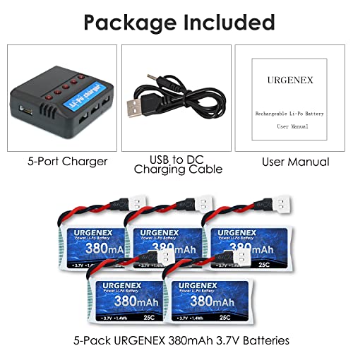 3.7V 750mAh Lipo Battery For SYMA & Holy Stone Drones - Molex Plug, 25C Discharge, Includes 5-in-1 Charger