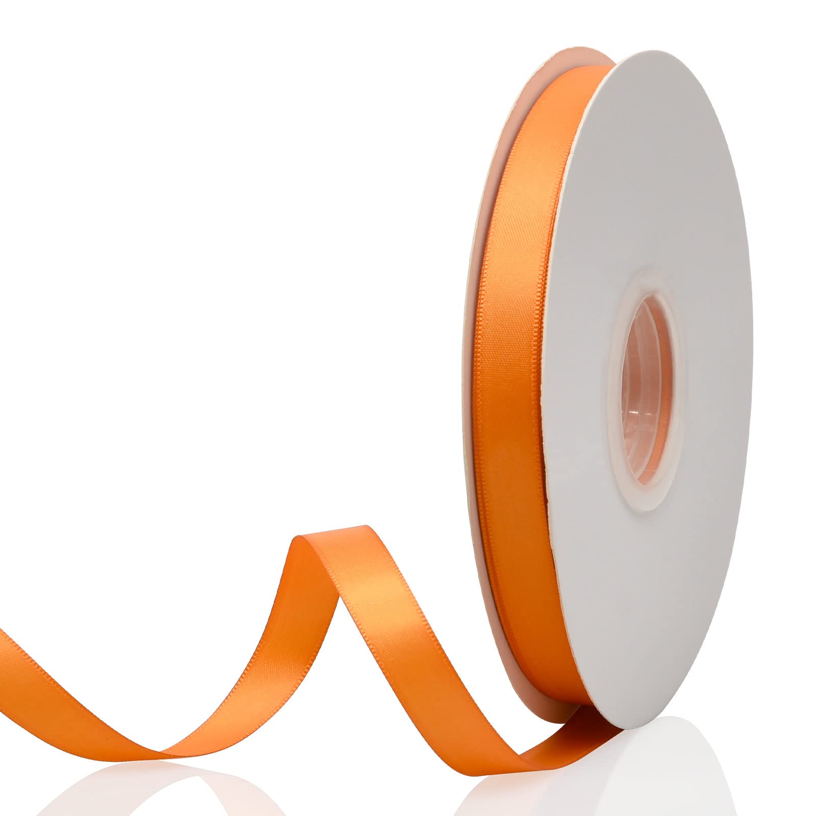 Photo 1 of 1/2" x 50 Yards Orange Double Faced Satin Ribbon,Solid Color High Density Fabric Ribbon Rolls,Great for Gift Wrapping,Sewing,Crafts,DIY Bows and Christmas,Wedding,Party Decoration