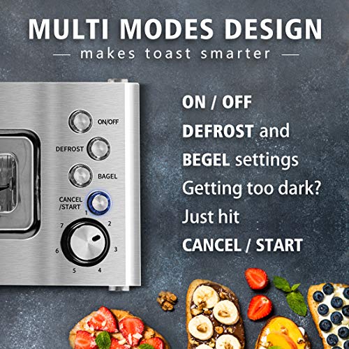 Toaster 2 Slice, CUSIMAX Toaster Long Slot with Glass Window Bagel