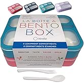 6 Compartment Lunch Boxes. Bento Box Lunchbox Containers for Kids, Boys Girls Adult. BPA-Free Microwave Safe School Bentobox Meal Planning Portion Container. Leakproof. Set of 2 Blue & Pink Kits