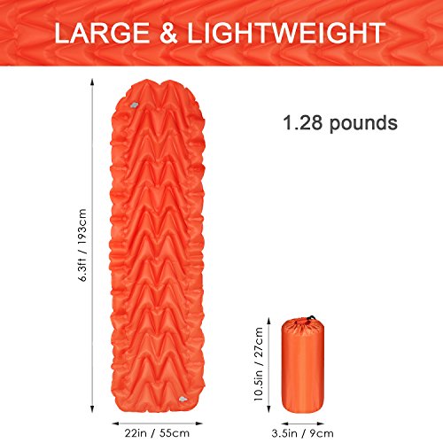 AuAg Ultralight Sleeping Pad Inflatable Lightweight Sleeping Mat with Air-Support Cells Design for Hiking, Backpacking, Camping, Traveling - Thumbnail 4