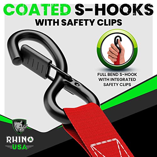 RHINO USA Ratchet Tie Down Straps (4PK) 1,823lb Guaranteed Max Break