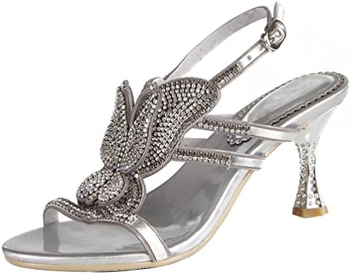 Abby L019 Womens Unique Wedding Bride Bridesmaid Party Show Dress Cone Heel Micro-Fiber Sandals