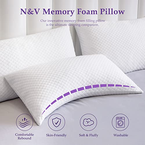 N&V Premium Side Sleeper Pillow, Shredded Lavender Essence Memory Foam