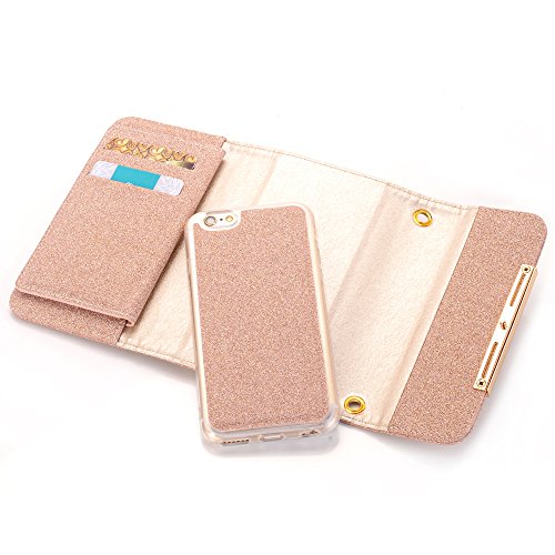 image for iPhone 8 Wallet Case, iPhone 7 Women Case, DMaos Bling Glitter PU Leat