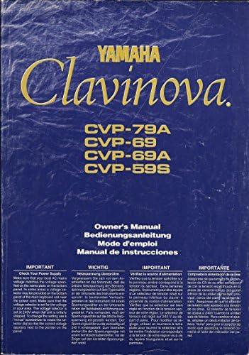 Yamaha Clavinova Owner's Manual: CVP-79A, CVP-69, CVP-69A, CVP-59S [1995]