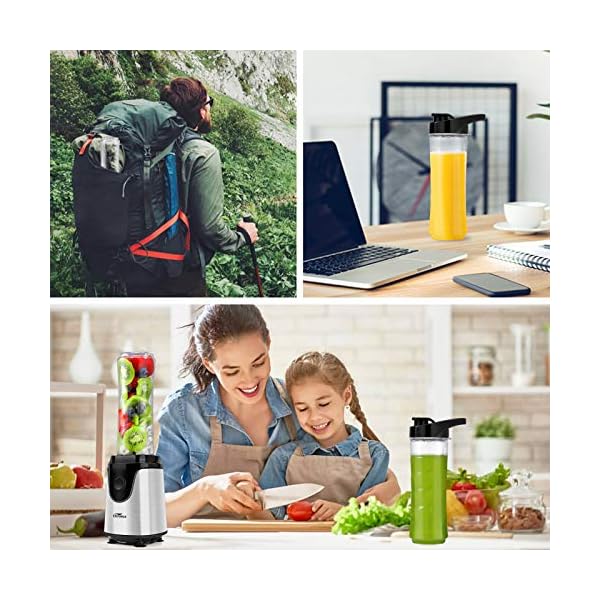 Blender, Vacpower Smoothie Blender with 2 x 600ml Travel Bottles, BPA Free, Smoothie Maker for Fruits, Shakes, Vegetable and Baby Food, 25,000rpm