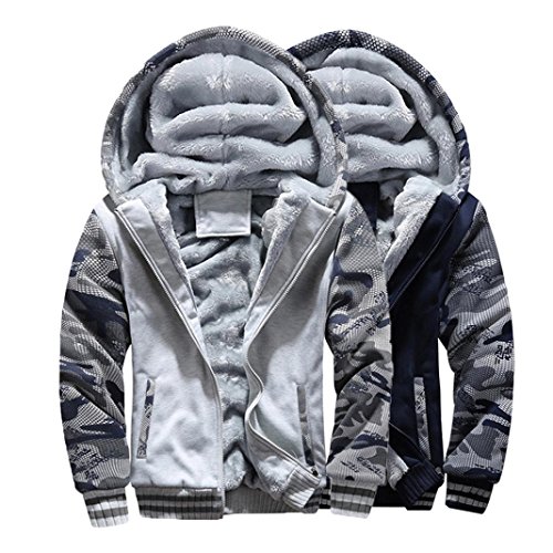 Men Coats And Jackets Winter Sale Warm Fleece Hood Zipper Sweater Outwear Sweatshirts For Men By Orangeskycn (Gray, M)