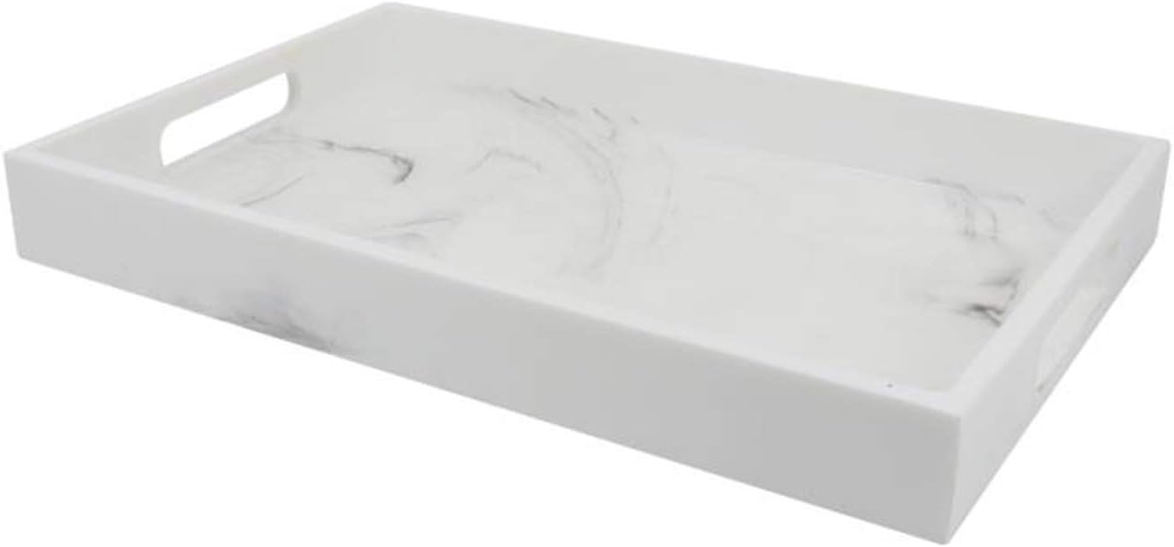 Epoxy Resin Tray with Handle,Marble Design，Serving Tray， Great for Breakfast Trays ，Tea Tray Or Any Food Tray,Ideal for Coffee, Dessert 100% Handmade