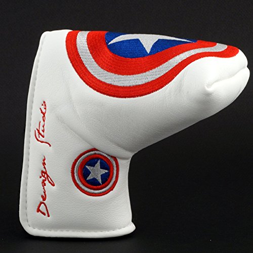 Lion Custom Shop Captain America Golf Headcover for Midsize Mallet & Blade Putter, White
