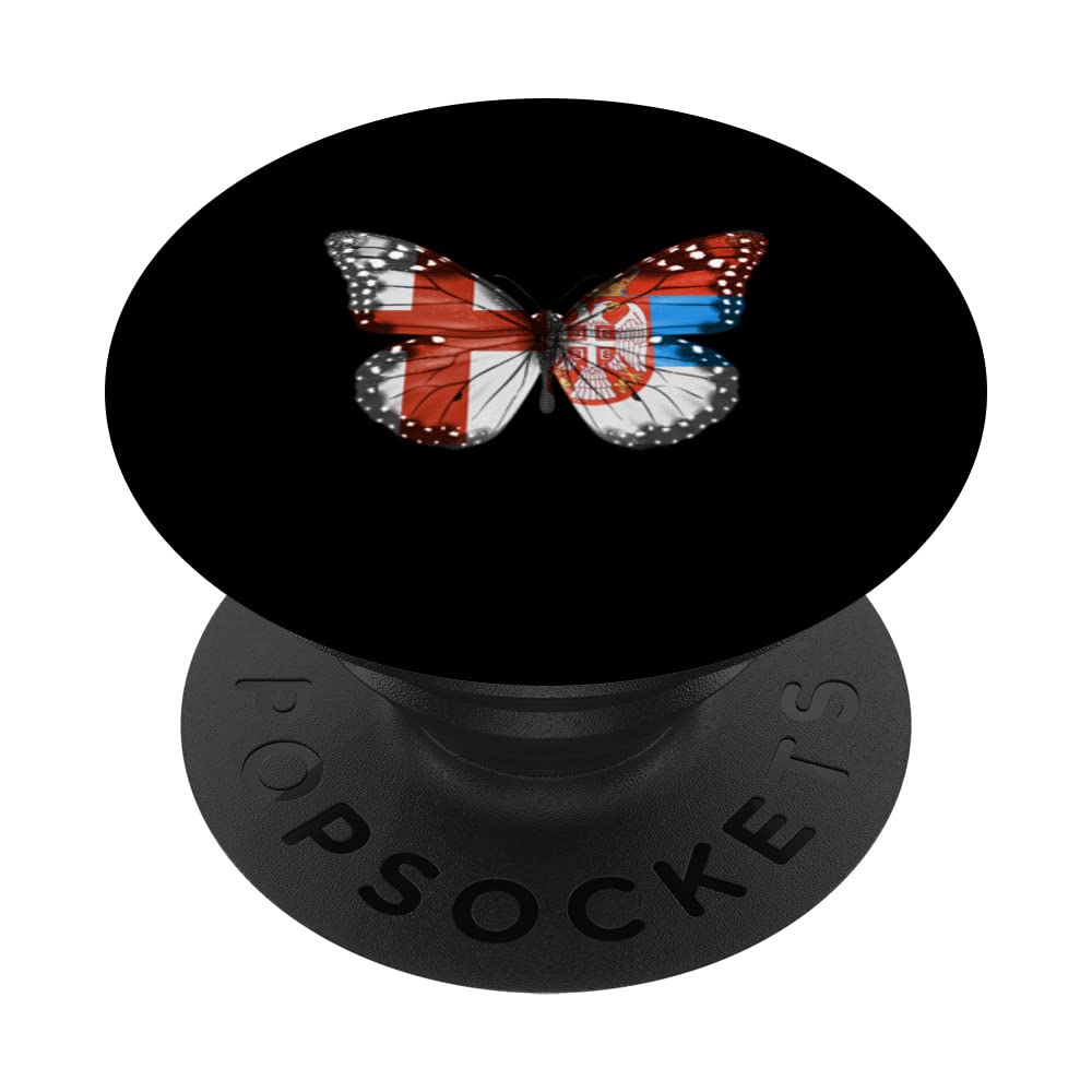English Serbian Flag Butterfly PopSockets Swappable PopGrip