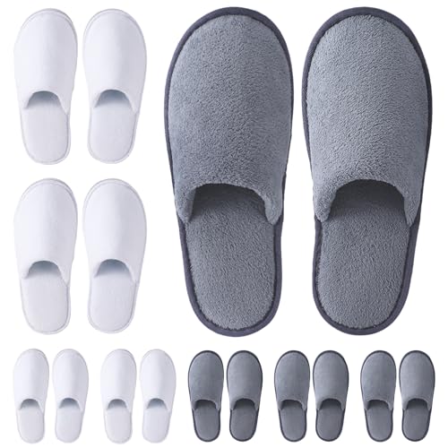Noverlife 8 Pairs Unisex Non-Slip Reusable House Slippers, Travel Spa Hotel Disposable Slippers for Shoeless Home, Men Size 10, Women Size 12