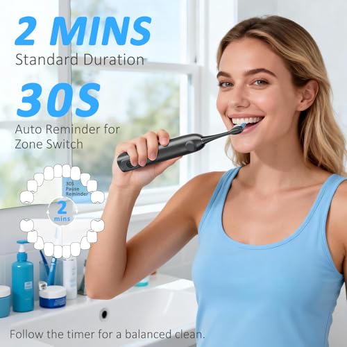 Marchpower Sonic Electric Toothbrush with Irrigator and 46° Vibration Oscillation, IPX7 Waterproof Portable Dental Irrigator with 2 Heads Accepted, Magnetic Water Tank 155 ml