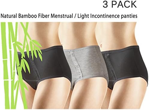3 Pack Viscose Made from Bamboo Skin-Friendly Absorbent Menstrual Period Panty Incontinence - Pocket …