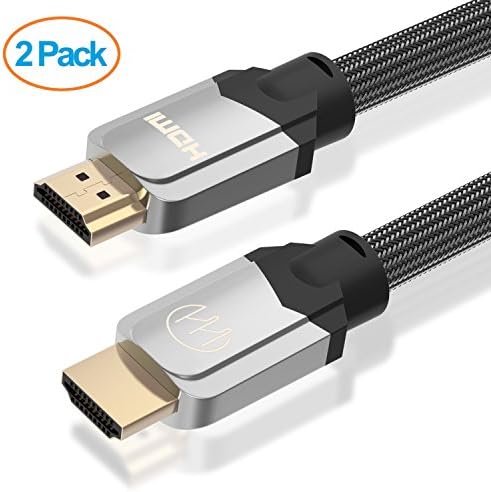 HDMI Cable 6.6FT, 2.0 (4K) High Speed 18Gbps, 30AWG Braided Cord, Gold Plated Connectors, Support Ethernet / Audio Return Channel, Video 4K 1080P 720P, 3D, Xbox PlayStation PS3 PS4 PC, etc (2 Pack)