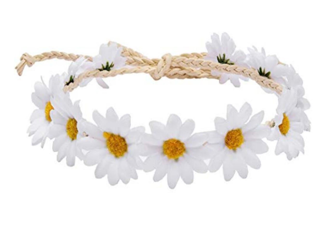 3PCS Daisy Flower Headband Sunflower Crown Floral Hair Wreath Bohemia Headpiece Hair Band for Bridal Women Girls Hippie Wedding Party Beach Festival (White)