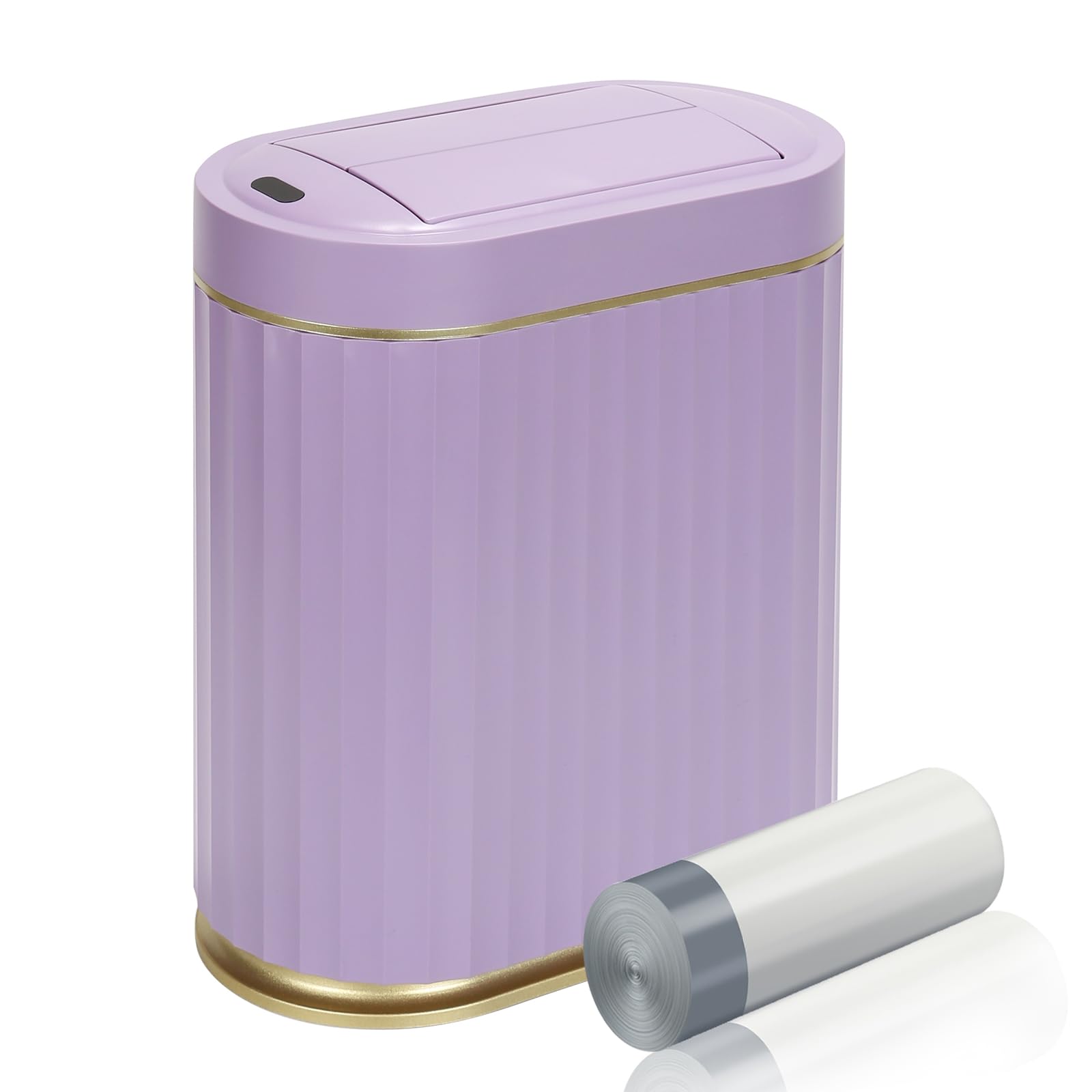 Photo 1 of ELPHECO Bathroom Trash Can with Lid Butterfly, Motion Sensor Trash Can Bathroom Decor Automatic Garbage Can Wastebasket Bathroom Accessories, Kitchen, Living Room, Office, Purple Gold