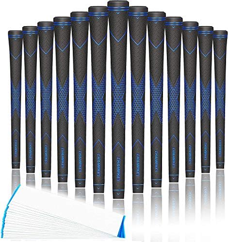 Champkey Traction-X Golf Grips 13 Pack | High Traction and Feedback Rubber Golf Club Grips | Choose Between 13 Grips with 15 Tapse and 13 Grips with All Kits Champkey Traction-X Golf Grips 13 Pack | High Traction and Feedback Rubber Golf Club Grips | Choose Between 13 Grips with 15 Tapse and 13 Grips with All Kits