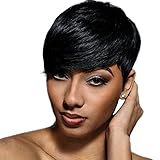 WTB Hair Short Synthetic Wigs For Black Women Black Cosplay Wigs with Free Wig Cap