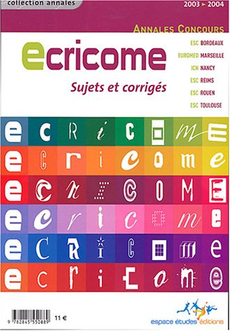 ECRICOME, annales du concours 2003