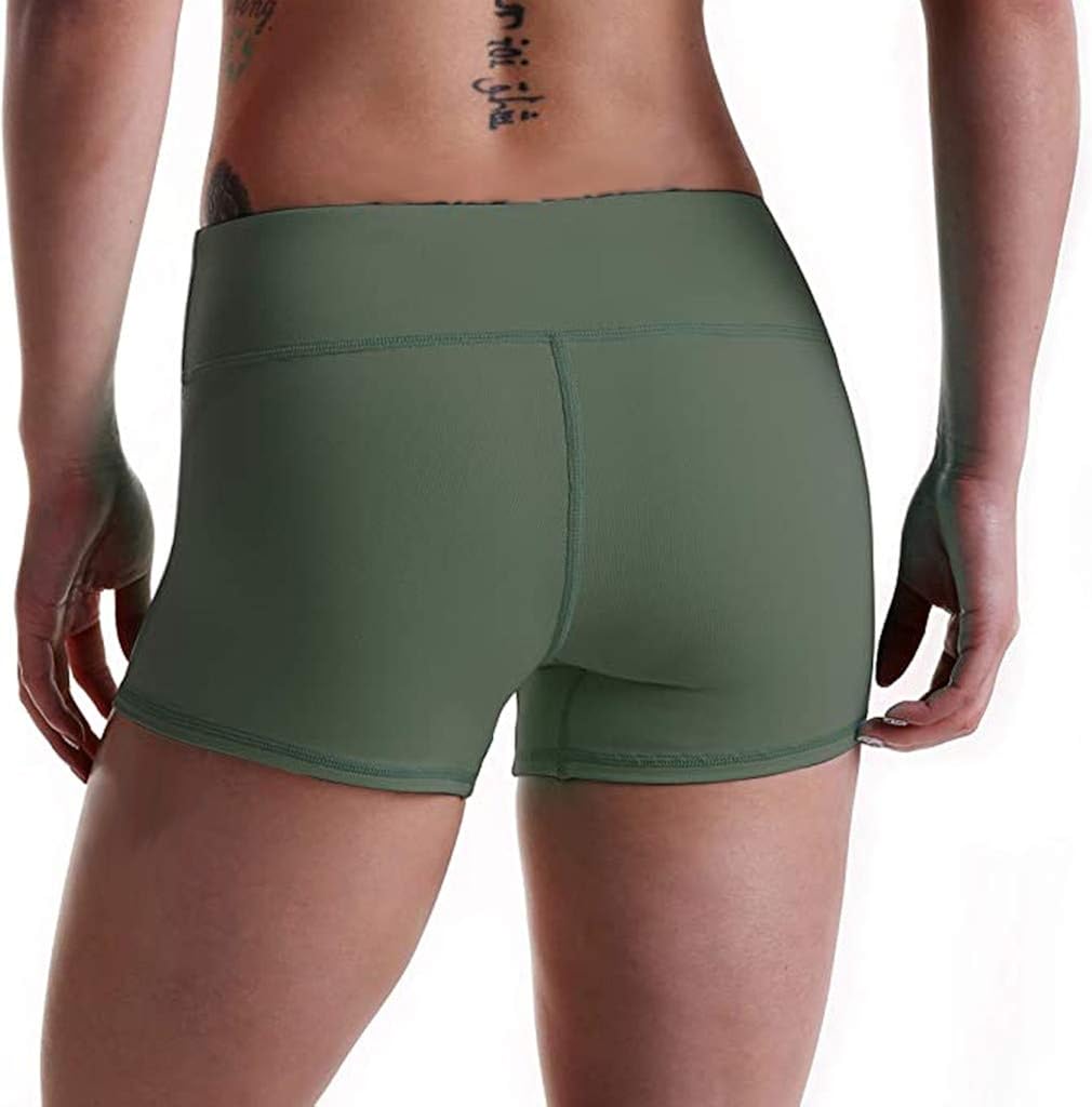 haoricu Women High Waist Leggings Yoga Short Pants Basic Slip Bike Shorts Compression Workout Yoga Shorts