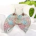 Myhouse Hollow Leaf Print Earrings Vintage Ethnic Ear Pendant Metallic Color Earrings