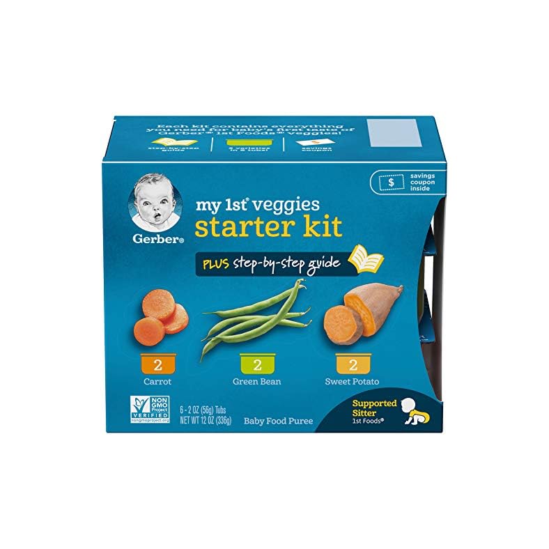 Gerber My 1st Veggies Starter Kit, Carrot, Green Bean & Sweet Potato Puree, 2 Ounce – 6 Count (Pack of 2)